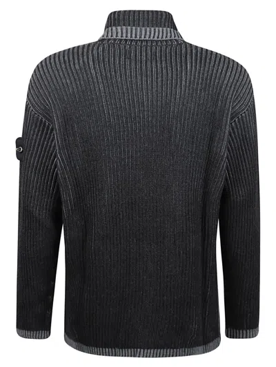 Stone Island Melange Charcoal Wool Sweater In Gray