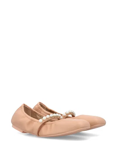 Stuart Weitzman Goldie Embellished Ballet Flats In Nude