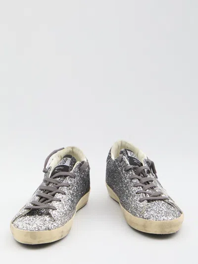 Golden Goose Super-star Classic With List Glitter Upper Toe Tongue And Heel Laminated Star Sneakers Grey In Gray