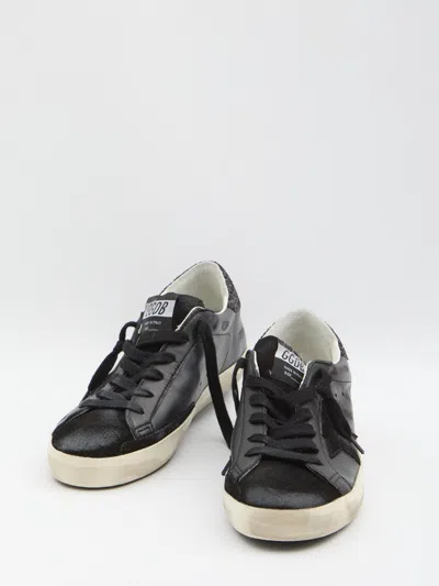 Golden Goose Super-star Black Low Trainer With Rhinestones