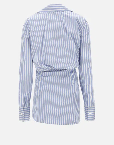 Attico Mini Dress With Stripes And Wrap Design In Blue