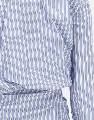 Attico Mini Dress With Stripes And Wrap Design In Blue