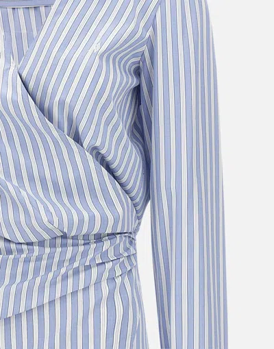 Attico Mini Dress With Stripes And Wrap Design In Blue