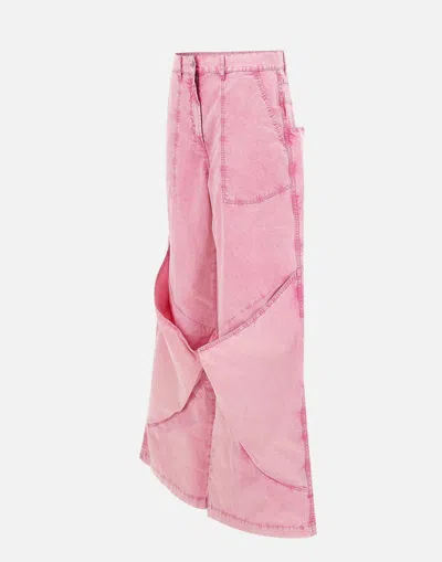 Attico Paneled Low-rise Wide-leg Jeans In Pink