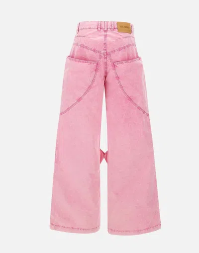 Attico Paneled Low-rise Wide-leg Jeans In Pink