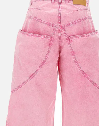 Attico Paneled Low-rise Wide-leg Jeans In Pink