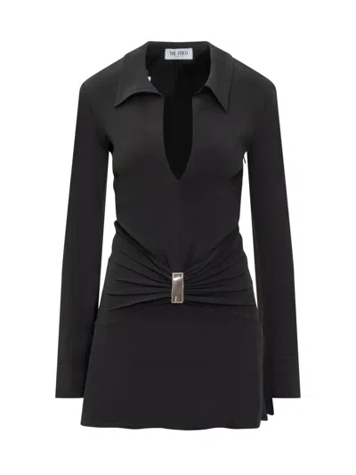 Attico Mini Dress With Deep V-neck In Black