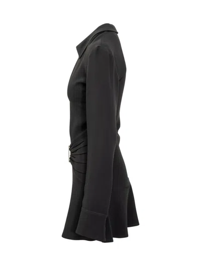 Attico Mini Dress With Deep V-neck In Black