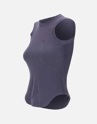 Attico The  Purple Cotton Tank Top With Logo