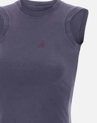 Attico The  Purple Cotton Tank Top With Logo