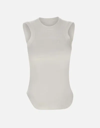 Attico The  White Cotton Tank Top With Logo