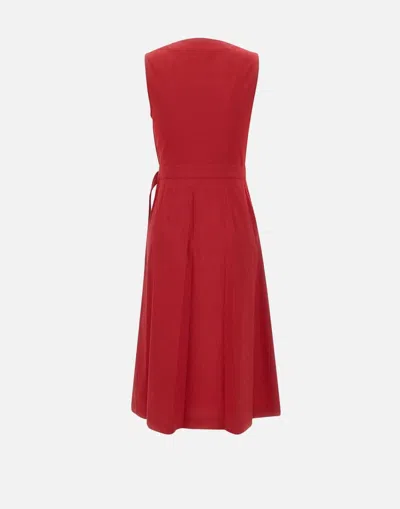 Theory Linen Viscose Wrap Dress In Red