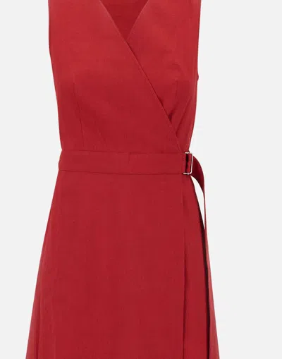 Theory Linen Viscose Wrap Dress In Red