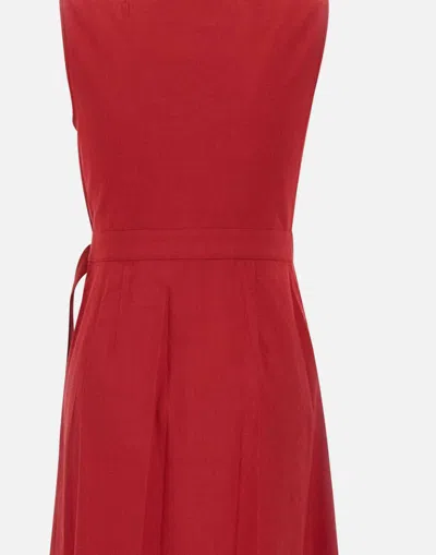 Theory Linen Viscose Wrap Dress In Red