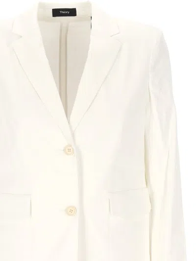 Theory White Buttoned Jacket With Pockets