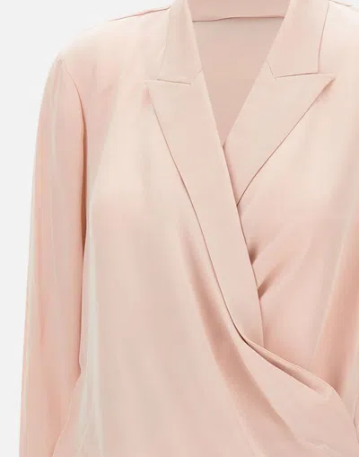 Theory Lapel Wrap Blush Blouse With V-neck