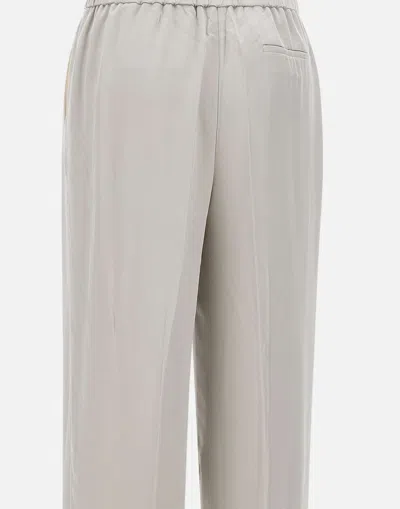 Theory Metallic Pants With Rear Elastic Waist And Wide Leg In Silk Woman