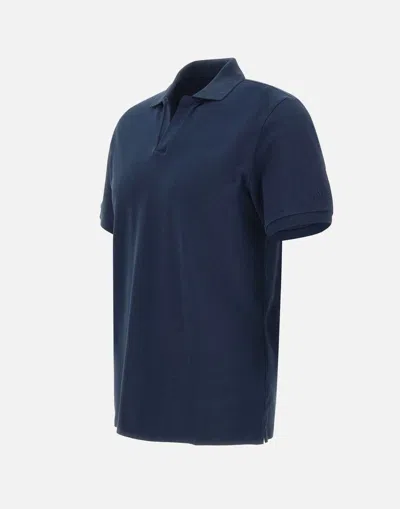 Mc2 Saint Barth Classic V-neck Polo Shirt With Short Sleeves In Blue