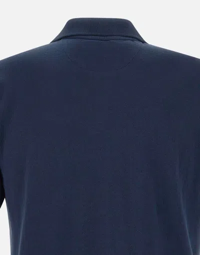 Mc2 Saint Barth Classic V-neck Polo Shirt With Short Sleeves In Blue