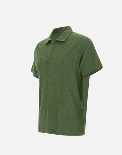 Mc2 Saint Barth Soft Texture Split Neck Polo In Green
