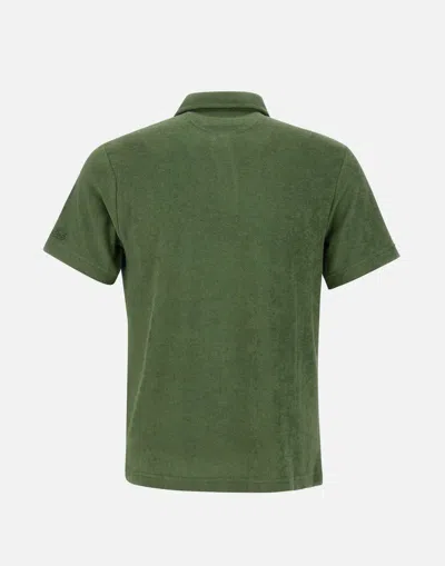 Mc2 Saint Barth Soft Texture Split Neck Polo In Green