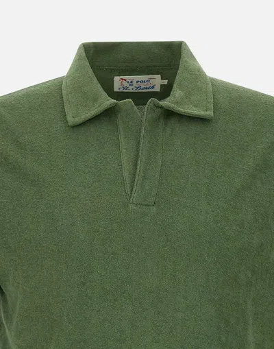 Mc2 Saint Barth Soft Texture Split Neck Polo In Green