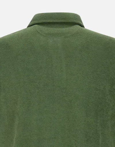 Mc2 Saint Barth Soft Texture Split Neck Polo In Green