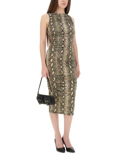 Michael Kors Snake Print Sleeveless Midi Dress In Green