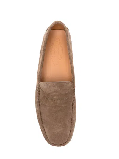 Tod's Men Gommino Suede Leather Loafers In Brown