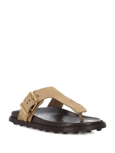 Tod's Buckle Detailed Thong Sandals In Brown
