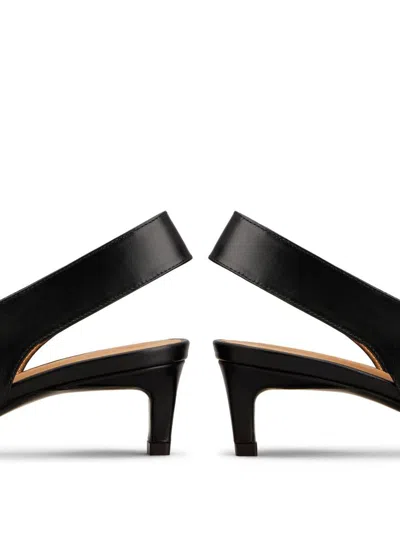 Tod's Leather Kitten Heel Slingback Pumps With Metal Detail In Black
