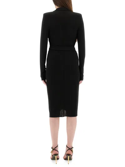Tom Ford Deep V-neckline Wrap Midi Dress In Black