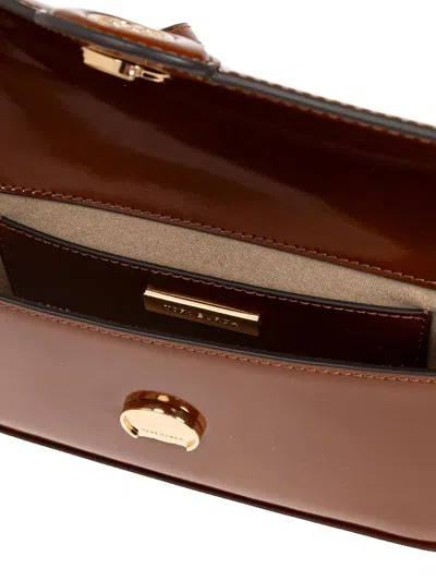 Tory Burch Robinson Spazzolato Rectangular Crossbody Bag In Brown