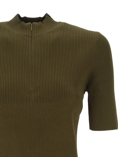 Tory Burch Half-zip Ribbed Top