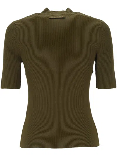 Tory Burch Half-zip Ribbed Top
