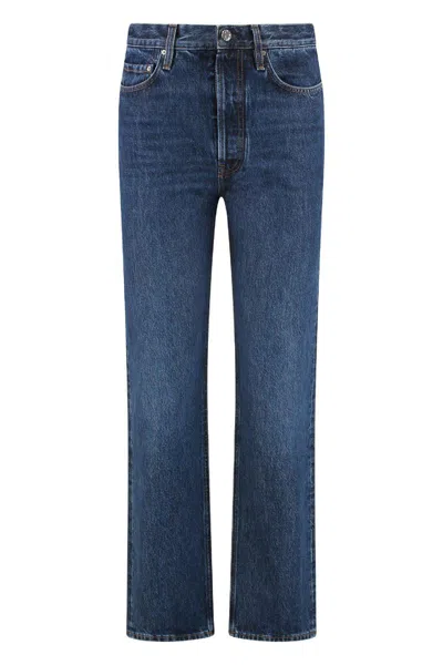 Totême Straight-leg Organic Cotton Jeans With Metal Buttons In Blue