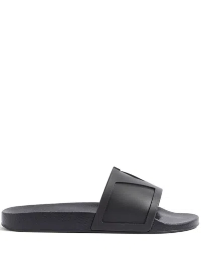 Valentino Garavani Black Sandals With Vlogo Detail On The Front In Tech Fabric Man In Black