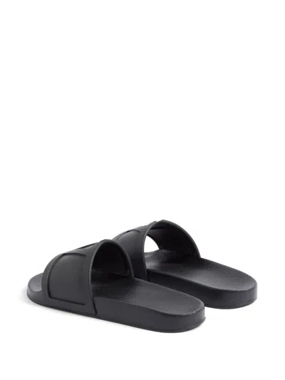 Valentino Garavani Black Sandals With Vlogo Detail On The Front In Tech Fabric Man In Black
