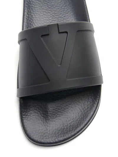 Valentino Garavani Black Sandals With Vlogo Detail On The Front In Tech Fabric Man In Black