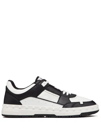 Valentino Garavani Men Two-tone Leather Freedots Sneakers In Black