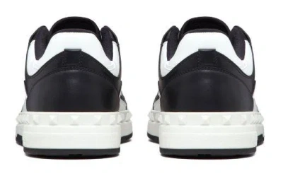 Valentino Garavani Men Two-tone Leather Freedots Sneakers In Black
