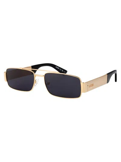 Moschino Couture Rose Gold Metal Sunglasses In Blue