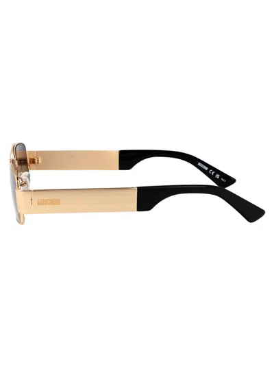 Moschino Couture Rose Gold Metal Sunglasses In Blue