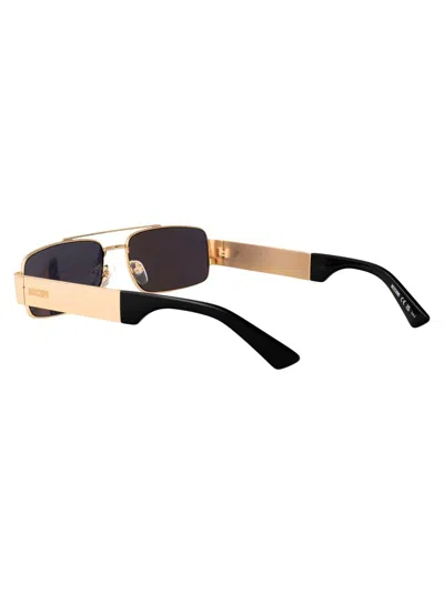Moschino Couture Rose Gold Metal Sunglasses In Blue