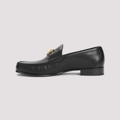 Valentino Garavani Vlogo Signature Leather Loafers In Black