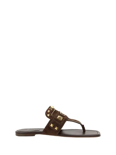 Valentino Garavani Plaster Caster Flip Flops With Gold Accents And Open Toe
