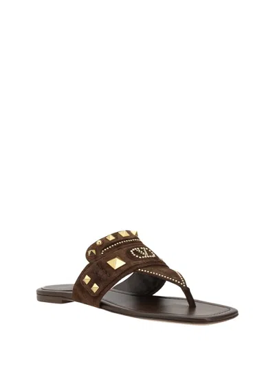 Valentino Garavani Plaster Caster Flip Flops With Gold Accents And Open Toe