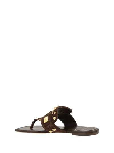 Valentino Garavani Plaster Caster Flip Flops With Gold Accents And Open Toe