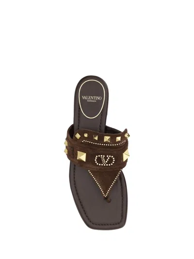 Valentino Garavani Plaster Caster Flip Flops With Gold Accents And Open Toe
