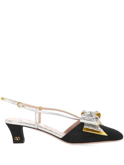 Valentino Slingback Decollete Bowow In Moire Tissue